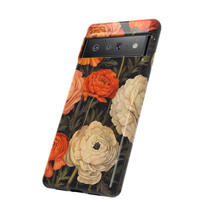 Floral Phone Case with Tough Protection, Blooming Ranunculus Design, Durable Cover, Gift for Flower Lovers, Eco-Friendly Phone Accessory