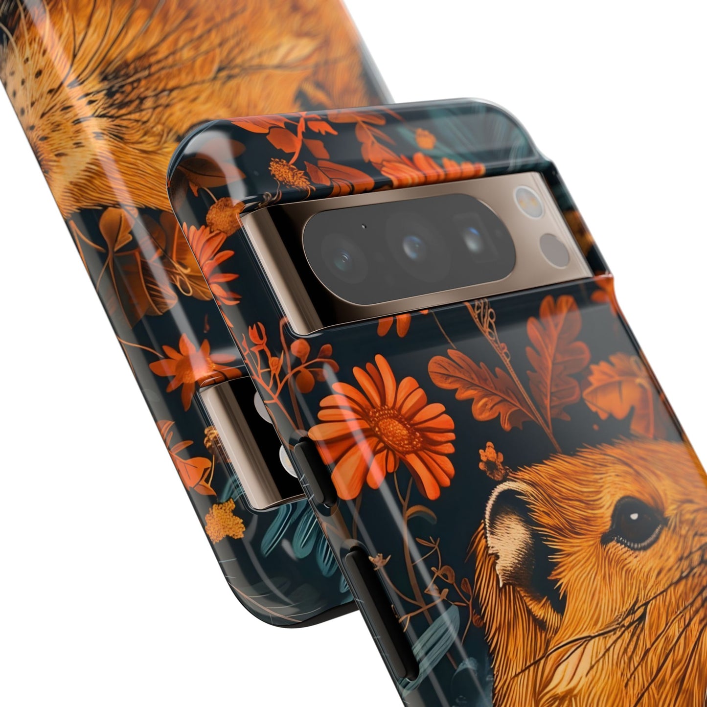 Capybara Phone Case, Floral Phone Cover, Tough Case for Animal Lovers, Unique Gift, Cute and Functional, Nature Inspired Design