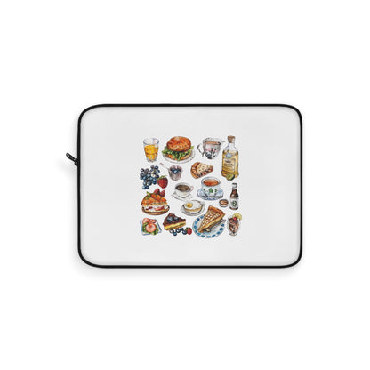 Foodie Laptop Sleeve, Cute Food Pattern Sleeve, Gift for Chefs, Food Lovers, Stylish Tech Accessory, Kitchen Decor