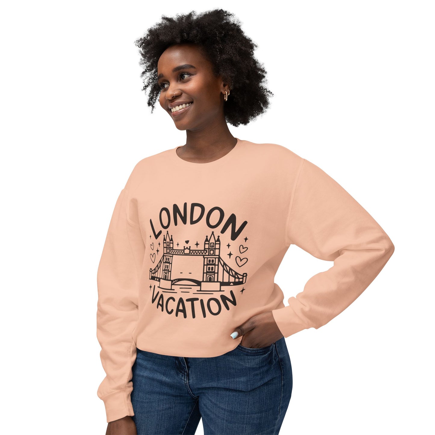 Unisex Lightweight Crewneck Sweatshirt - London's Cozy Vacation
