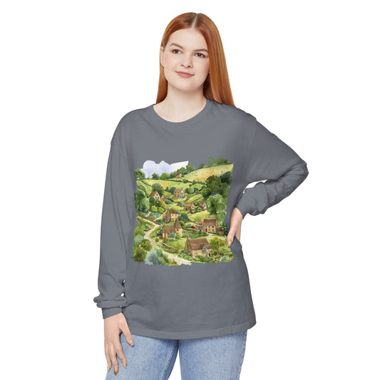 Unisex Garment-dyed Long Sleeve T-Shirt - British Nature - Scenic Landscapes