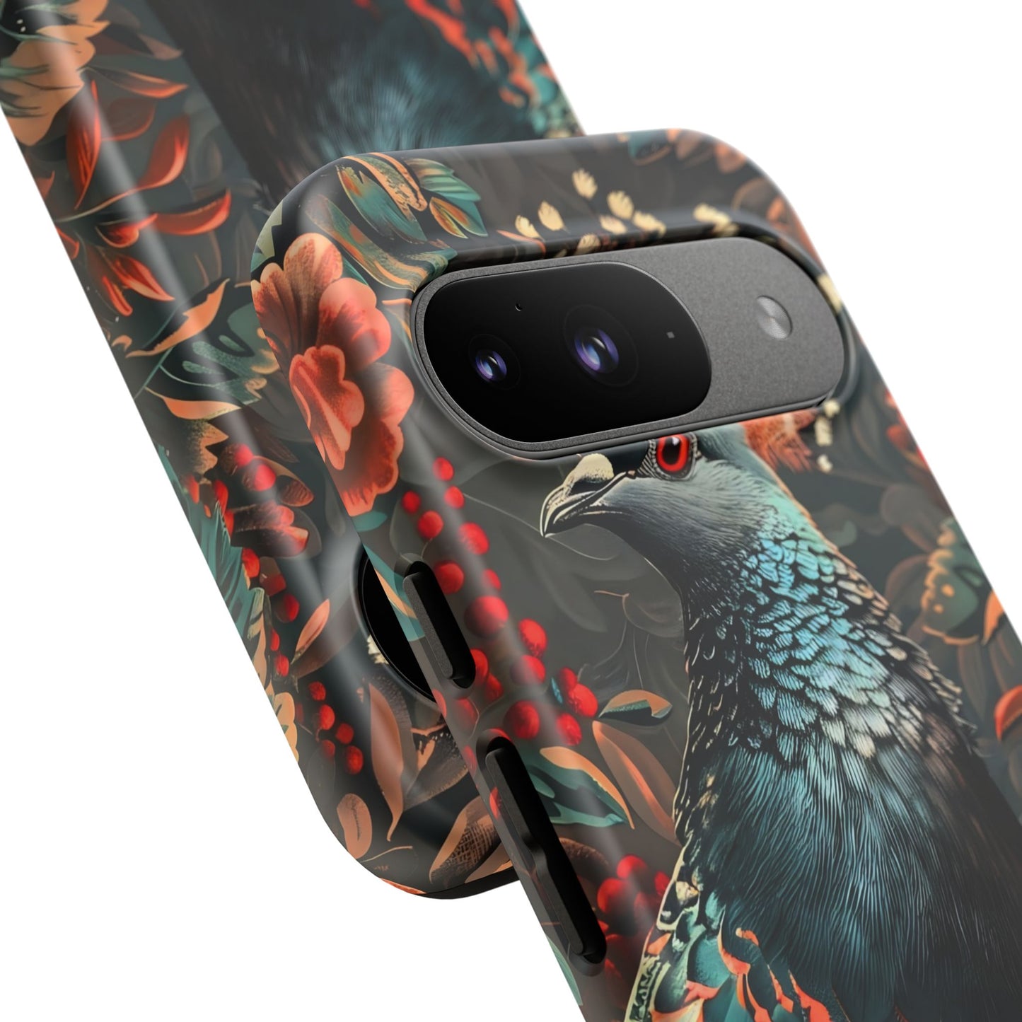 Floral Peacock Phone Case, Tough Cases, Artistic Phone Cover, Unique Gift, Nature Lover Accessory, Protective Case