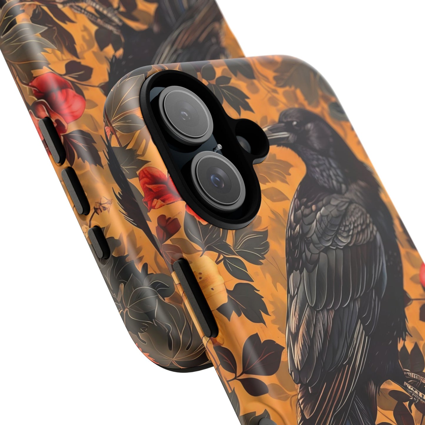 Raven Floral Phone Case - Tough Cases, Blackbird Decor, Gift for Nature Lovers, Bird Themed Accessories, Unique Phone Cover