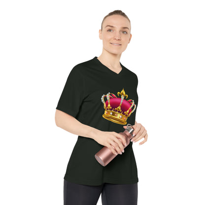 Women's Performance V-Neck T-Shirt - Elegant British Royal Crown
