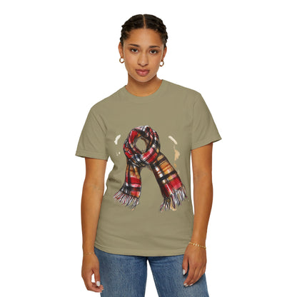 Unisex Garment-Dyed T-shirt - Classic British Plaid Scarf Design