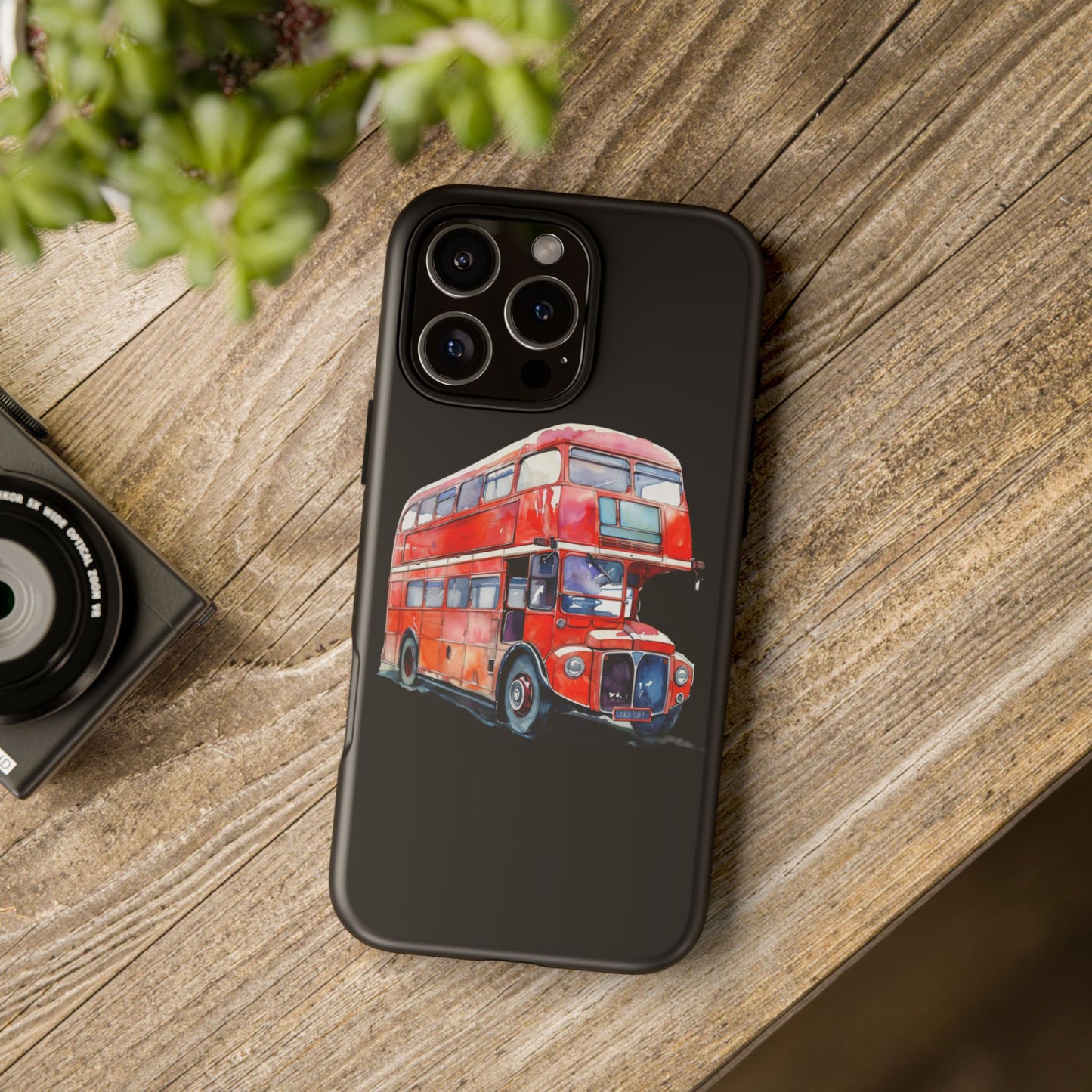 London Bus Phone Case, Tough iPhone Cover, Unique Gift for Travelers, Vintage Style Accessories, Holiday Present Idea