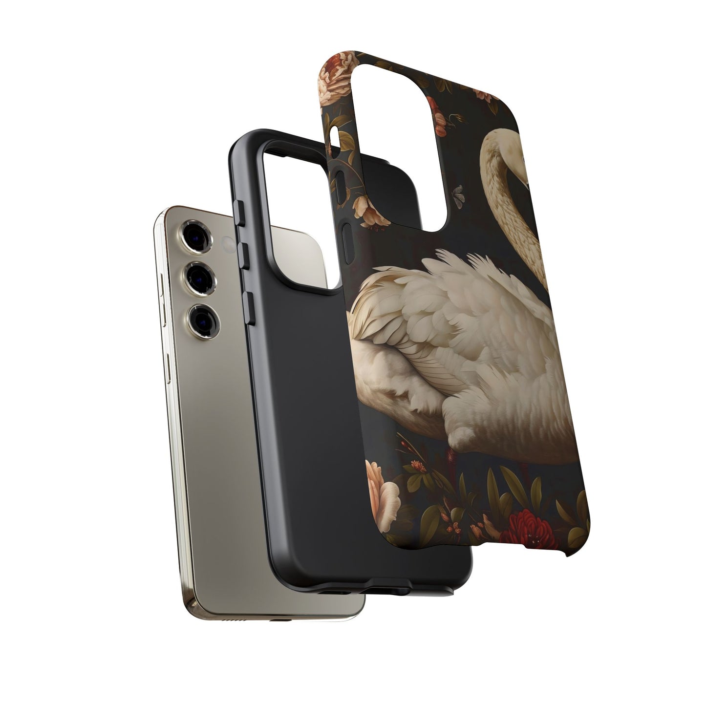 Elegant Swan Phone Case, Floral iPhone Cover, Tough Phone Case, Gift for Her, Nature Lover, Mother's Day, Birthday