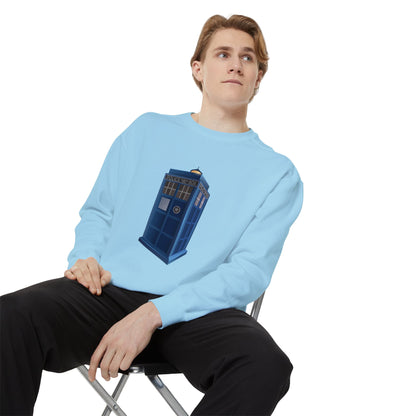 Unisex Garment-Dyed Sweatshirt Durable - British Police Public Call Box