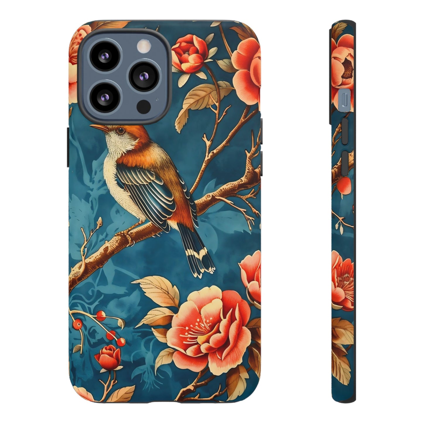 Bird & Floral Phone Case, Tough Cases for Nature Lovers, Gift for Her, Customizable Design, Vibrant Tech Accessories