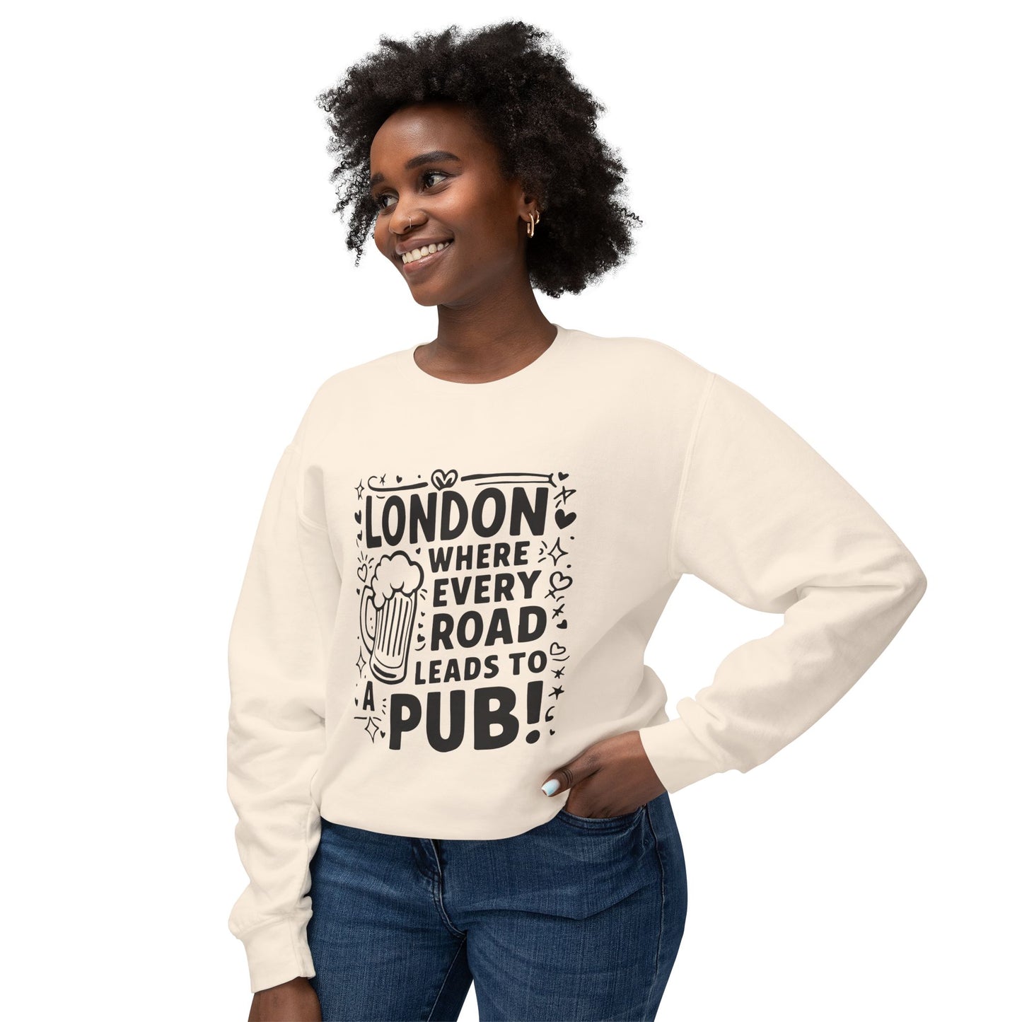 Unisex Lightweight Crewneck Sweatshirt - London's Pub leading Roads