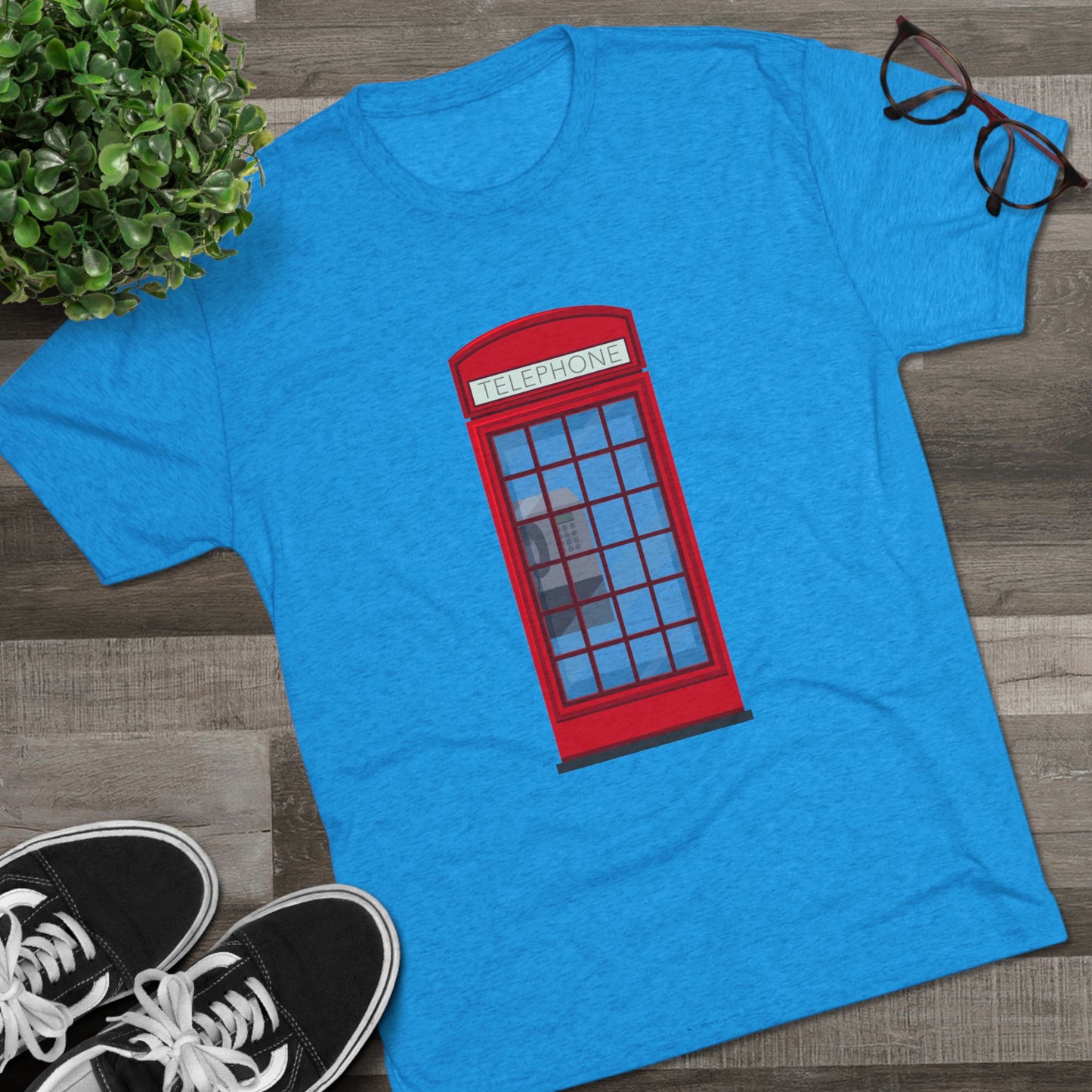 Iconic British Public Telephone - Classic Red Phone Box Unisex Tri-Blend Crew Tee