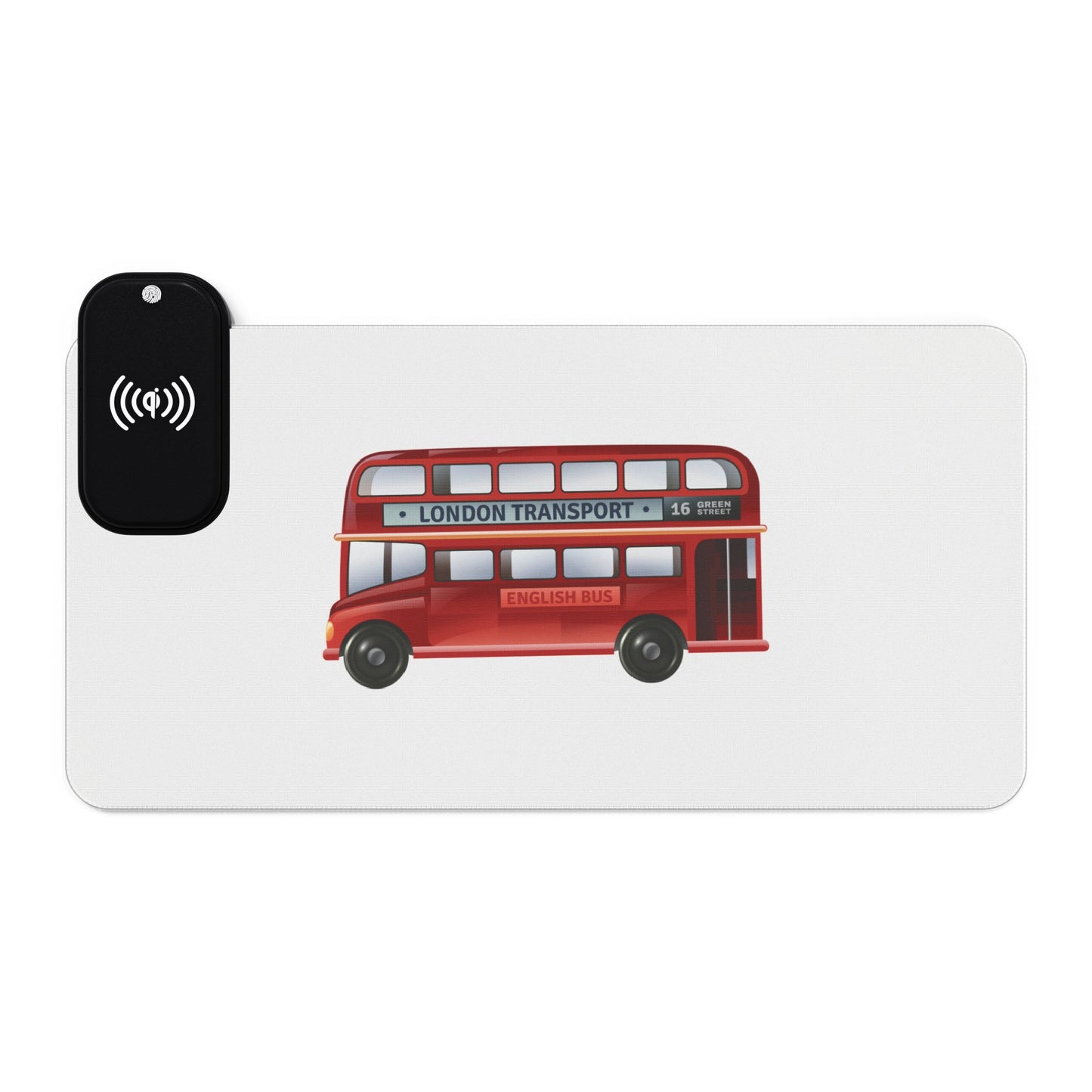 Classic Red Bus Side View - LED Gaming Mouse Pad with Wireless Charging - Perfect for Gamers, Desk Setup, Gift for Tech Enthusiasts, Gaming Accessories, Home [...]