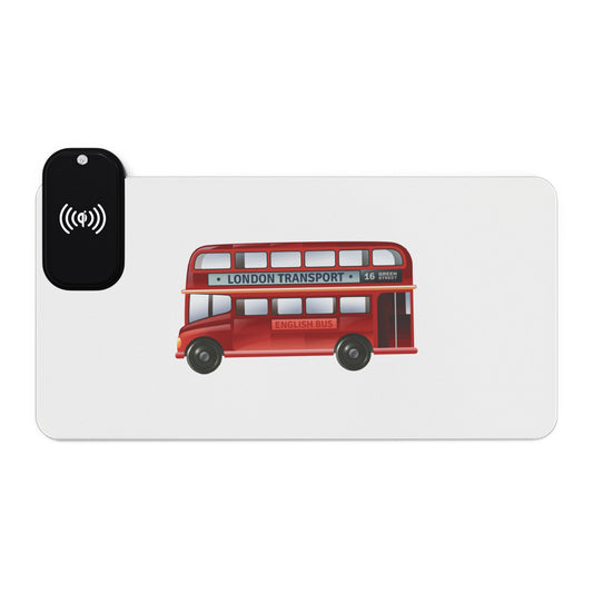 Classic Red Bus Side View - LED Gaming Mouse Pad with Wireless Charging - Perfect for Gamers, Desk Setup, Gift for Tech Enthusiasts, Gaming Accessories, Home [...]