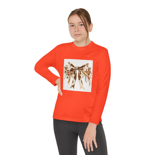 Youth Long Sleeve Tee with Elegant Floral Bow Design - Perfect for Spring Celebrations