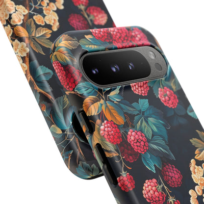 Floral Phone Case with Berry Design, Durable Phone Cover, Floral Print, Gift for Plant Lovers, Nature-Inspired Accessory