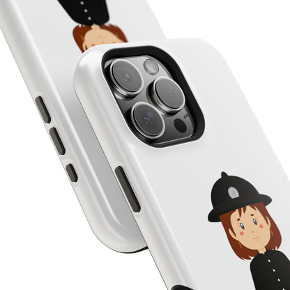 Cute Police Officer Magnetic Tough Case for iPhone, Gift for Police Lovers, Kid's Phone Case, Durable Protector, Fun Design