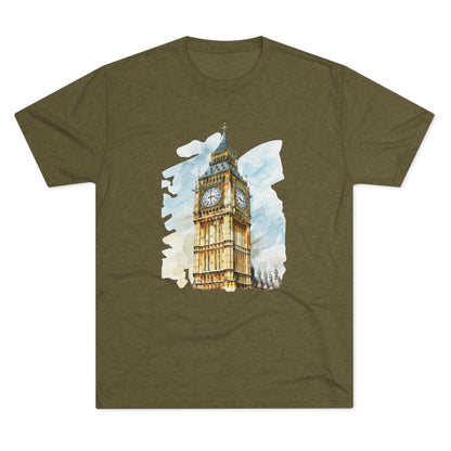 Iconic Big Ben Clock Tower Soft  Unisex Tri-Blend Crew Tee