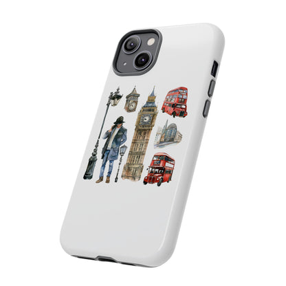 London Iconic Design Phone Case, Tough Cases, Gift for Travelers, London Souvenir, London Icons, Red Bus Phone Case