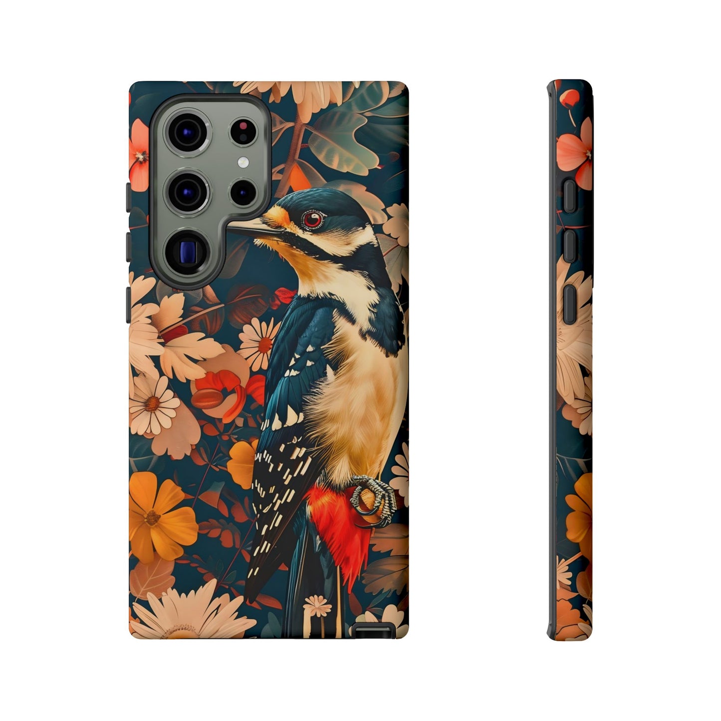 Artistic Bird Phone Case, Unique Tough Cases for Nature Lovers, Floral Design, Cute Gift, Customized Phone Accessories