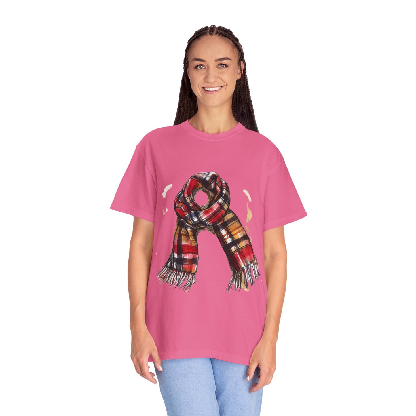Unisex Garment-Dyed T-shirt - Classic British Plaid Scarf Design