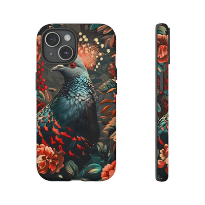 Floral Peacock Phone Case, Tough Cases, Artistic Phone Cover, Unique Gift, Nature Lover Accessory, Protective Case