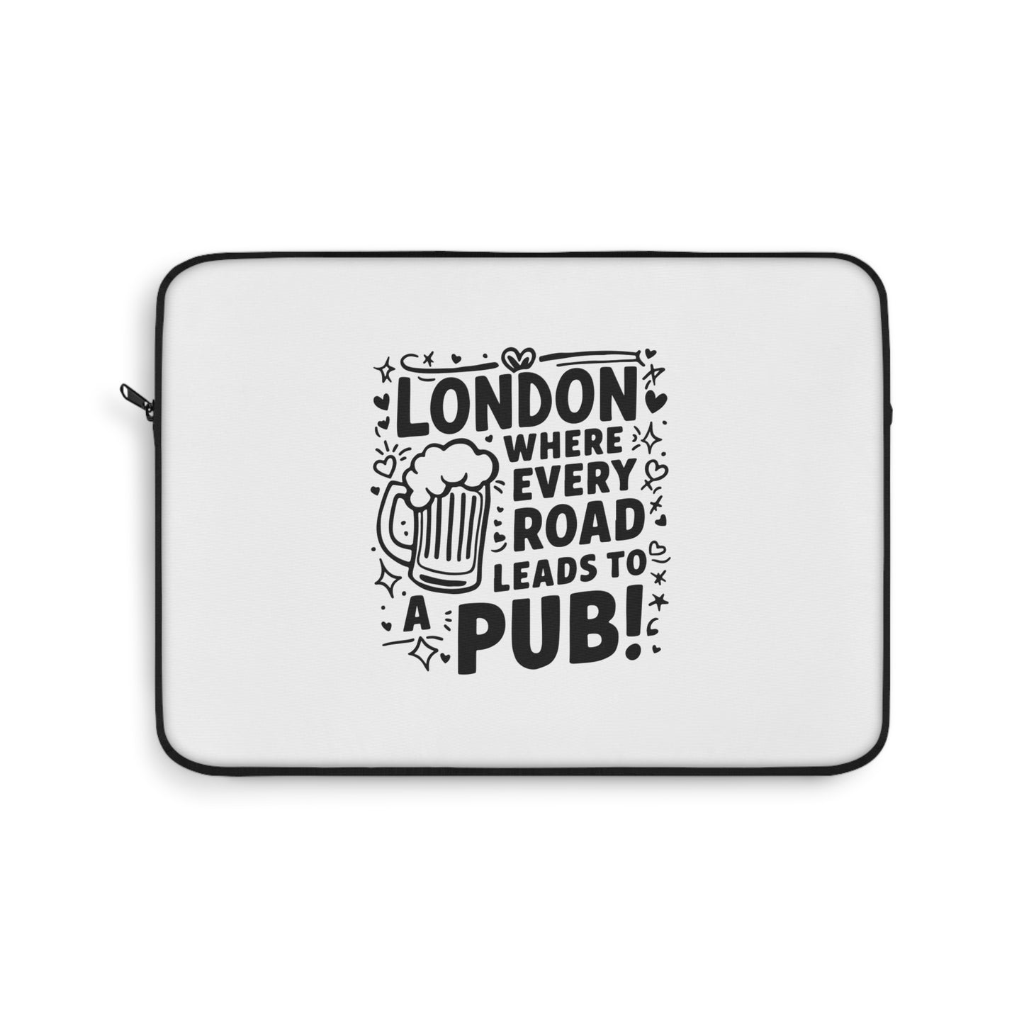 London Pub Laptop Sleeve, Funny Laptop Case, Gift for Travelers, Unique Computer Sleeve, London Design, Geeky Travel Accessory