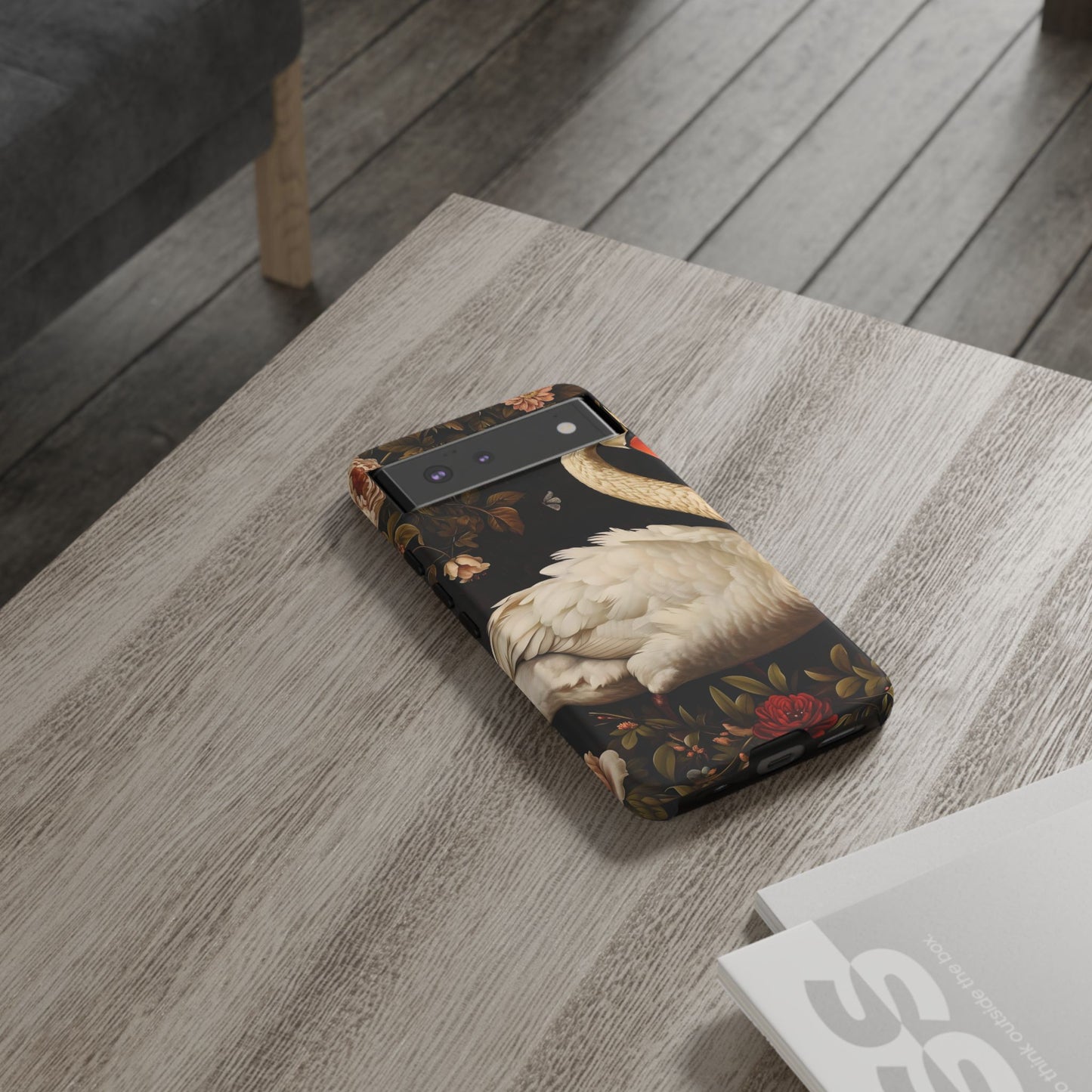Elegant Swan Phone Case, Floral iPhone Cover, Tough Phone Case, Gift for Her, Nature Lover, Mother's Day, Birthday