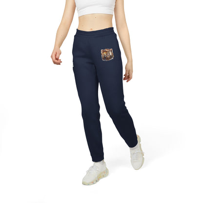 Unisex Fleece Joggers for Comfort and Style - Rustic Bar Interior Watercolor Painting
