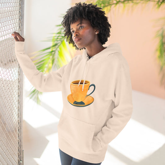 Three-Panel Fleece Hoodie - Elegant British Tea Cup - Classic Tea Time Style