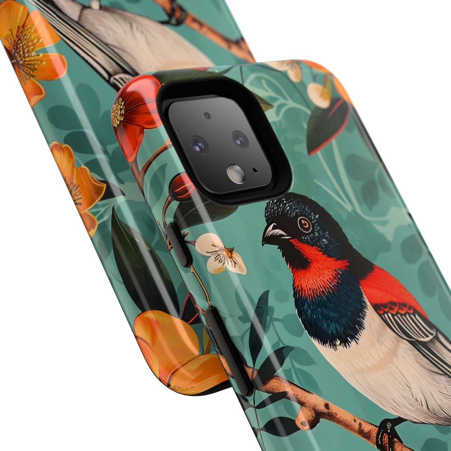 Tough Cases - Floral Bird Phone Case, Colorful Phone Cover, Nature Lover's Gift, Stylish Phone Accessory, Unique Gift Idea