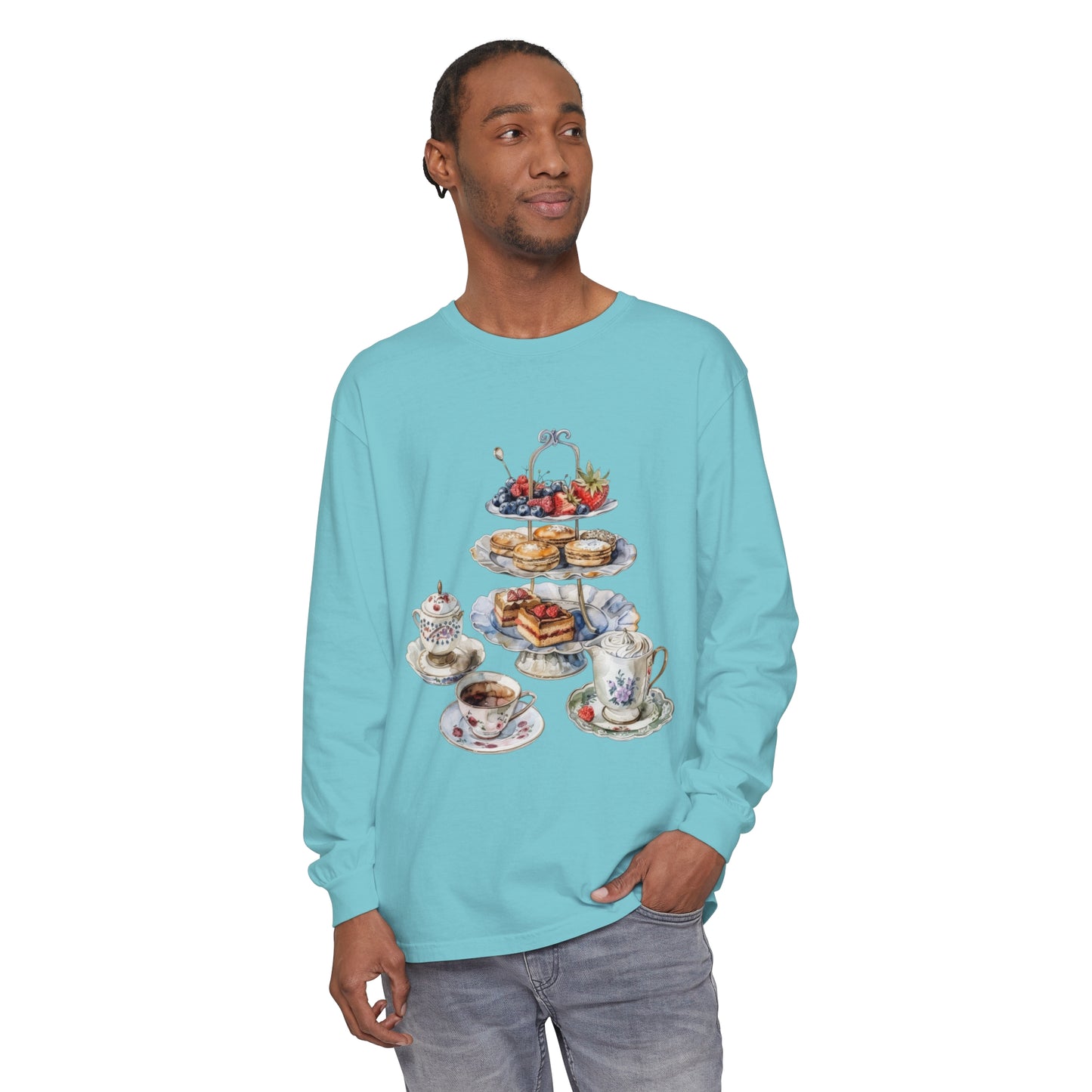 Unisex Garment-dyed Long Sleeve T-Shirt - Traditional Dishes and Culinary Delights