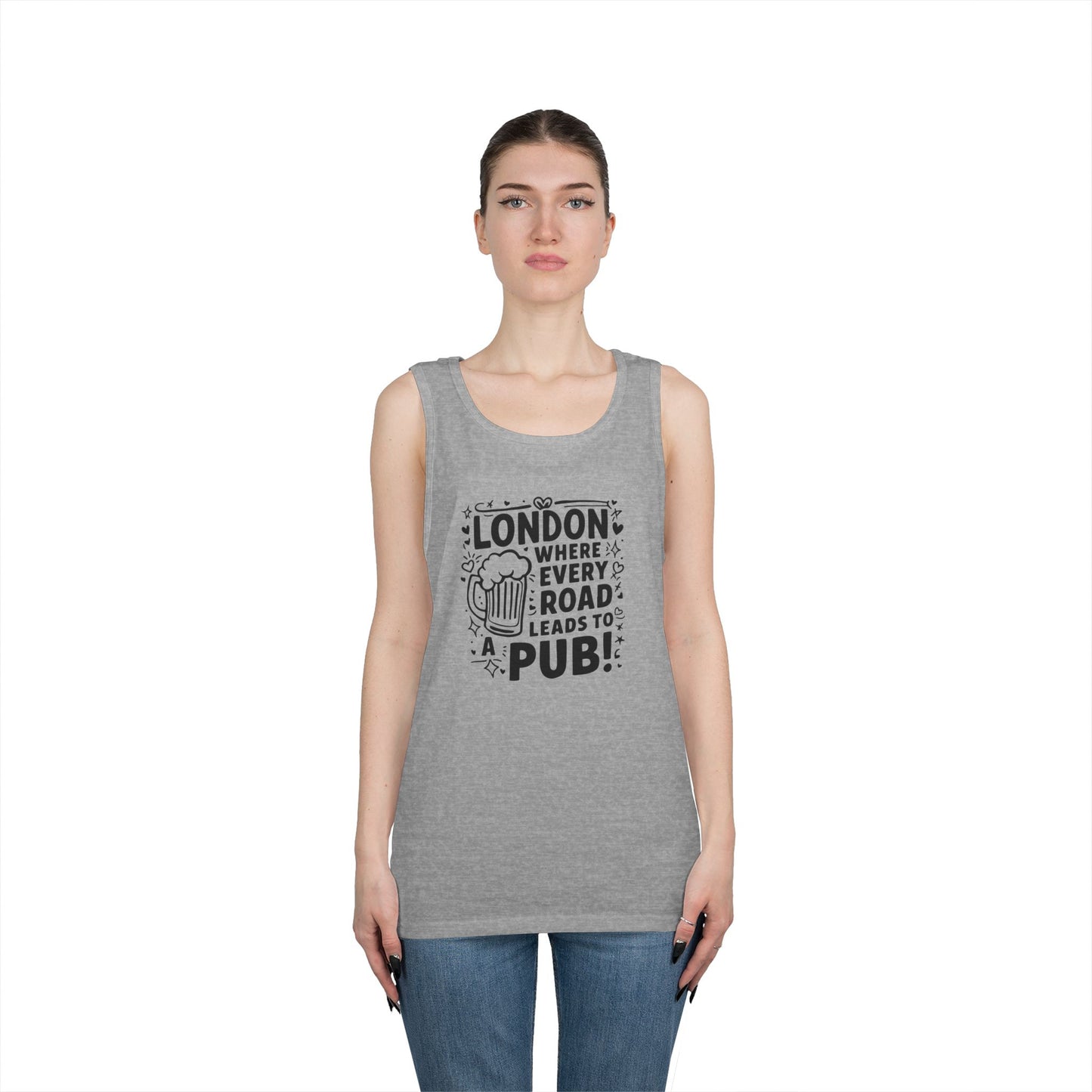 Unisex Heavy Cotton Tank Top - London where every road leads to Pub