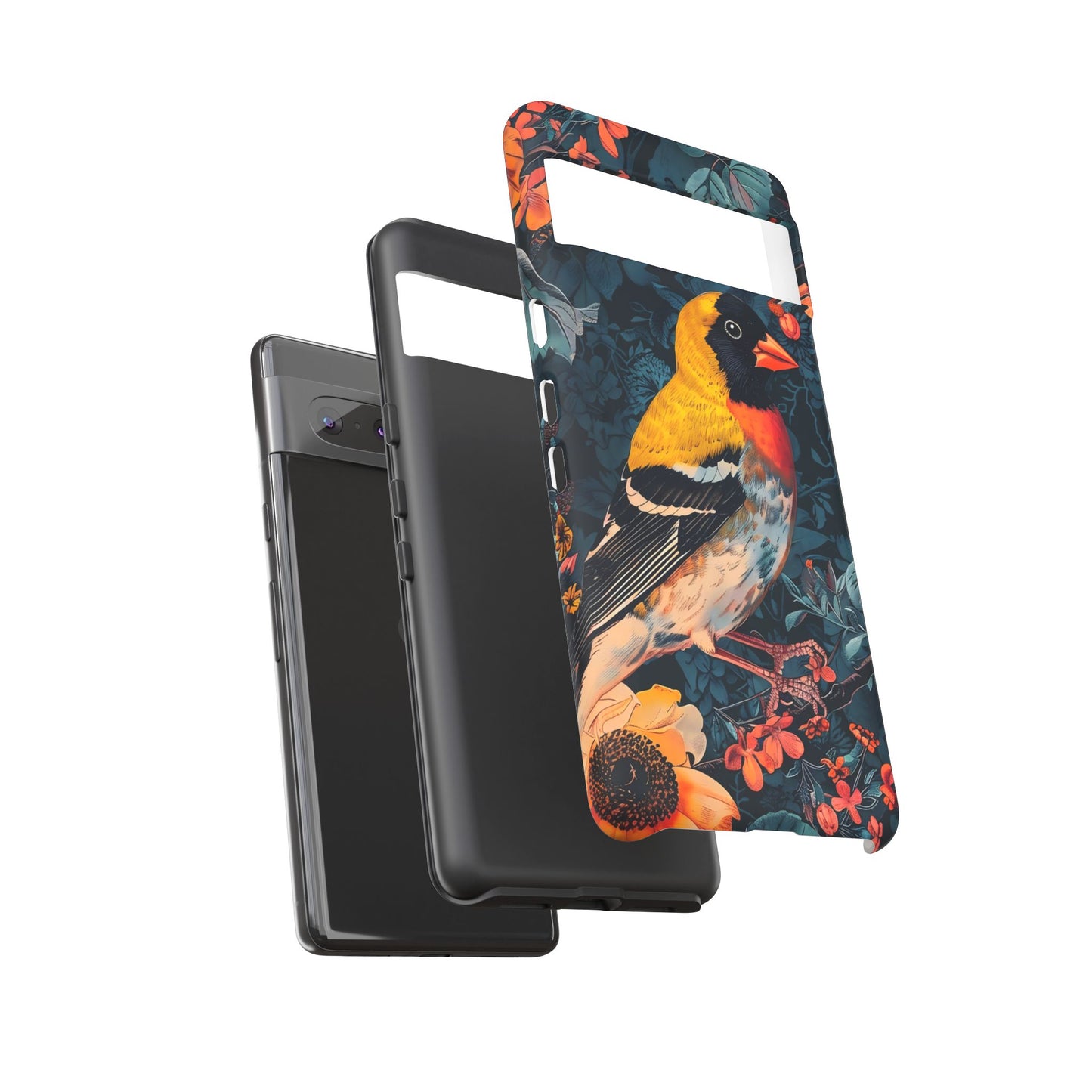 Colorful Bird Phone Case, Floral Phone Cover, Tough Phone Protector, Nature Lover Gift, Botanical Case, Unique Mobile Accessory