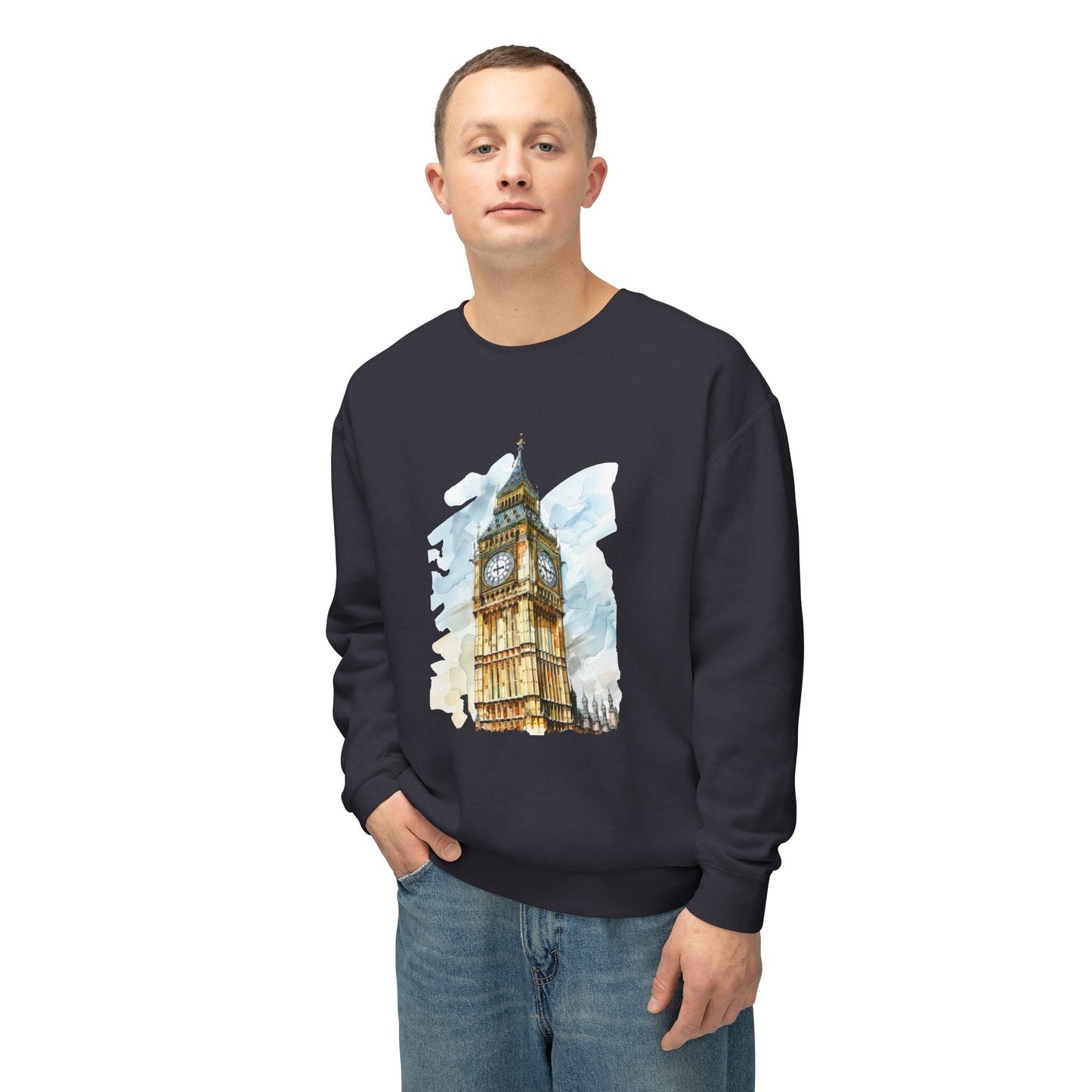 Unisex Lightweight Crewneck Sweatshirt Relaxed - Iconic Big Ben Clock Tower