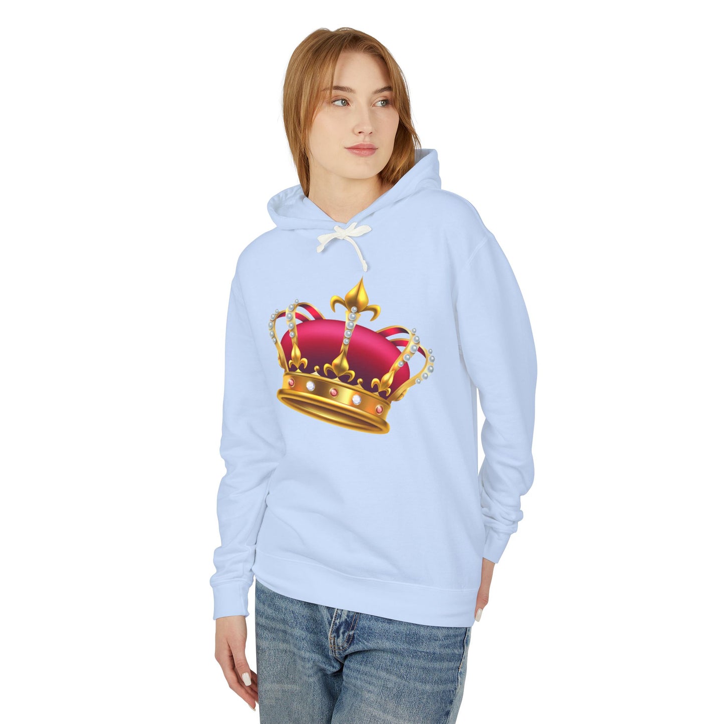 Unisex Lightweight Hooded Sweatshirt - British Royal Crown Design