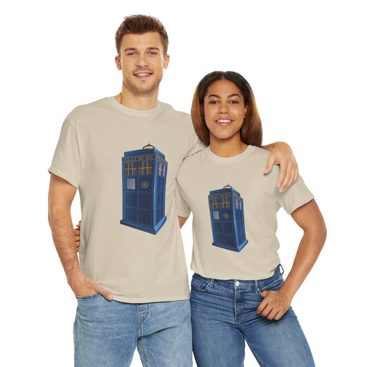 British Police Public Call Box - Iconic TARDIS Designed Trendy Unisex Heavy Cotton Tee