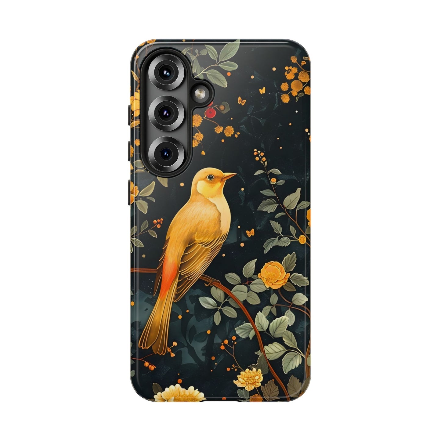 Floral Phone Case, Tough Cases with Bird Design, Nature Lover Gift, Stylish Protection, Birthday Present, Floral Phone Cover
