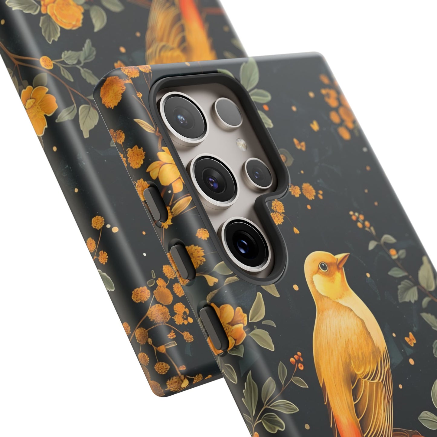 Floral Phone Case, Tough Cases with Bird Design, Nature Lover Gift, Stylish Protection, Birthday Present, Floral Phone Cover