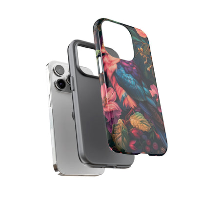 Vibrant Phone Case, Tropical Bird Design, Tough Phone Cover, Floral Tech Accessory, Gift for Nature Lovers