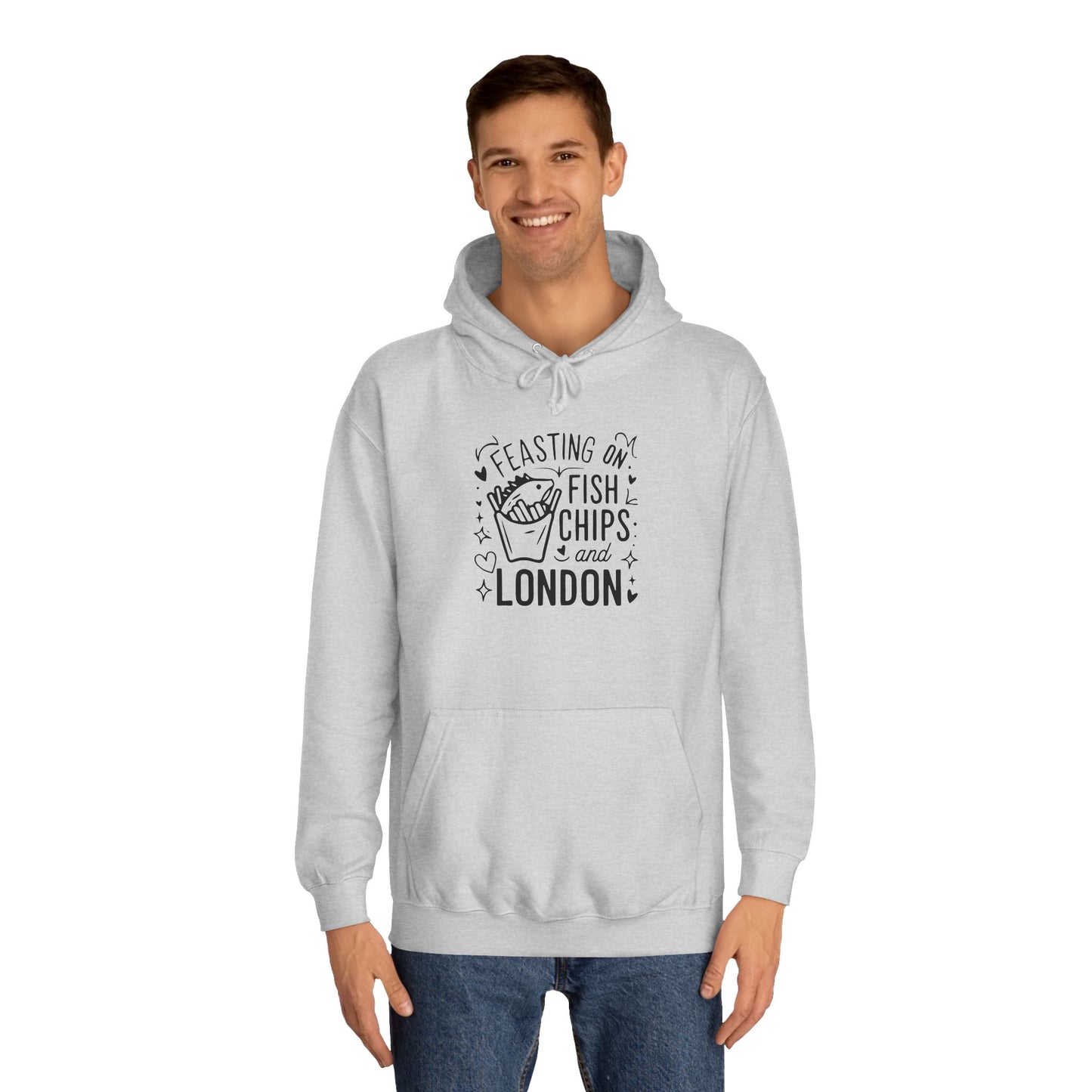 Unisex College Hoodie - London's Iconic Fish & Chips Experience