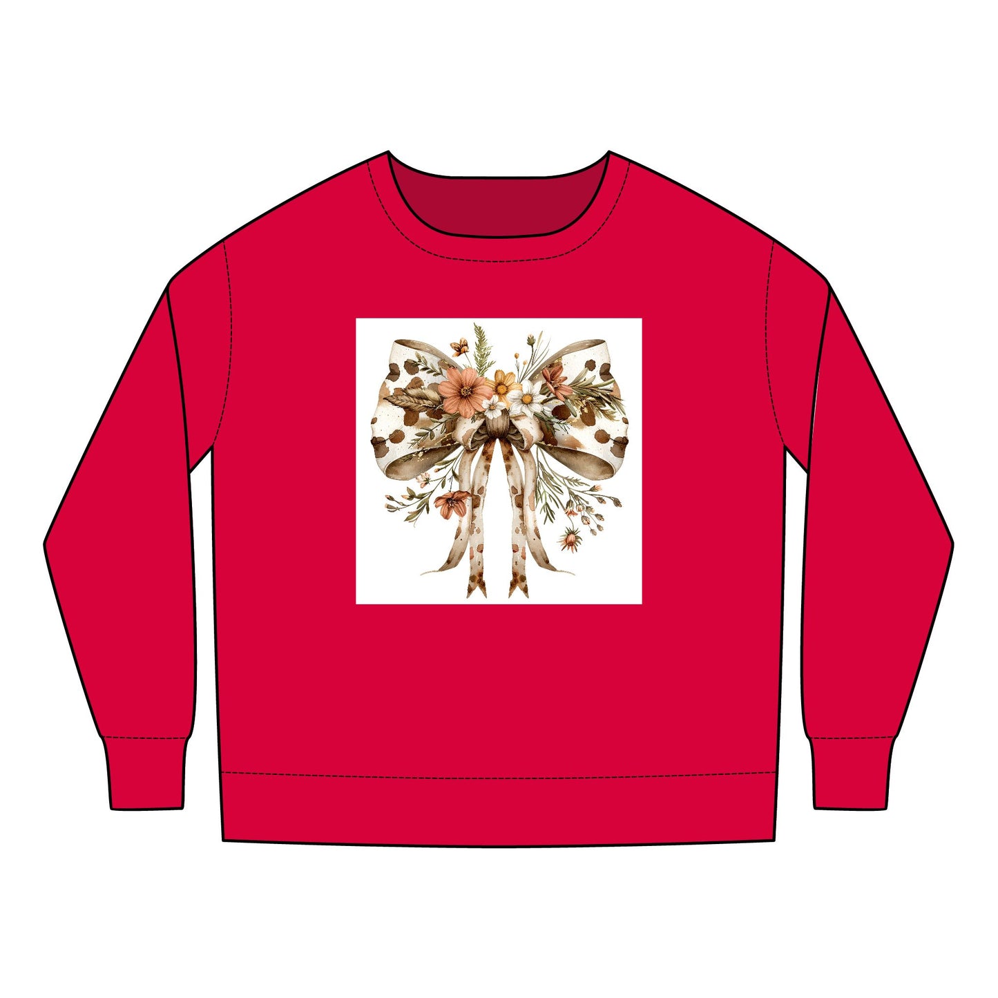 Toddler Sweatshirt - Farmhouse Floral Bow with Cow Print Design - Cozy & Stylish Kids Apparel