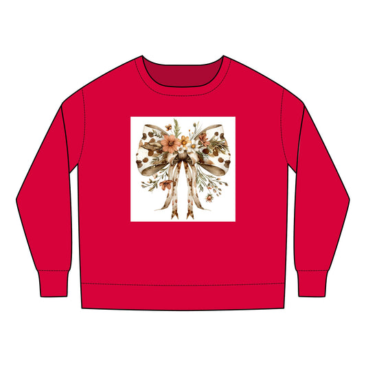 Toddler Sweatshirt - Farmhouse Floral Bow with Cow Print Design - Cozy & Stylish Kids Apparel