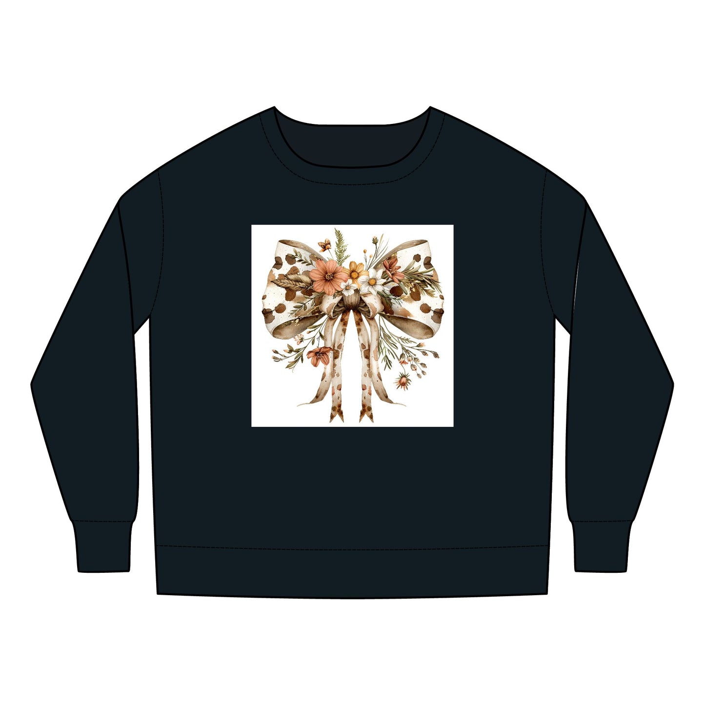 Toddler Sweatshirt - Farmhouse Floral Bow with Cow Print Design - Cozy & Stylish Kids Apparel