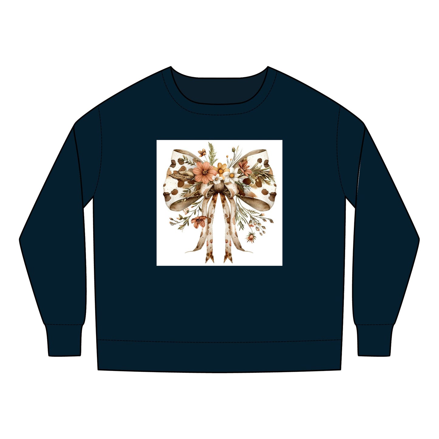 Toddler Sweatshirt - Farmhouse Floral Bow with Cow Print Design - Cozy & Stylish Kids Apparel