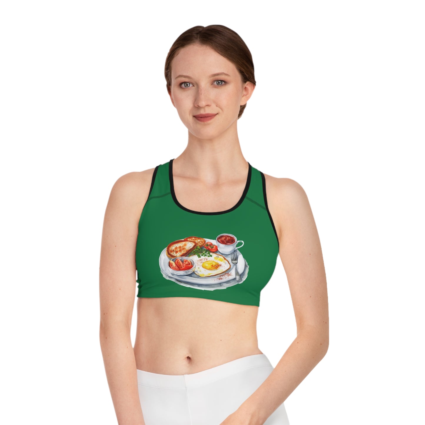 Sports Bra - Green Comfort Activewear - Breakfast Lover's - British Royal Culinary Favorites
