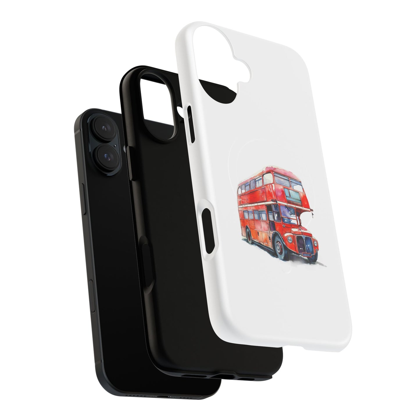 Vintage Double-Decker Bus Phone Case, Tough Magnetic Cases, Unique Mobile Cover, Gifts for Travelers, London-Themed Accessories