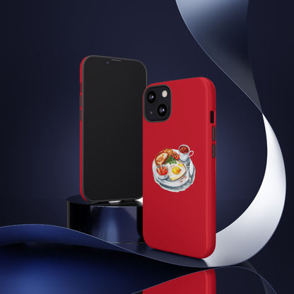 Breakfast-Inspired Phone Case, Tough Phone Covers, Foodie Gifts, Unique Accessories, Cute Kitchen Decor, Red Phone Case