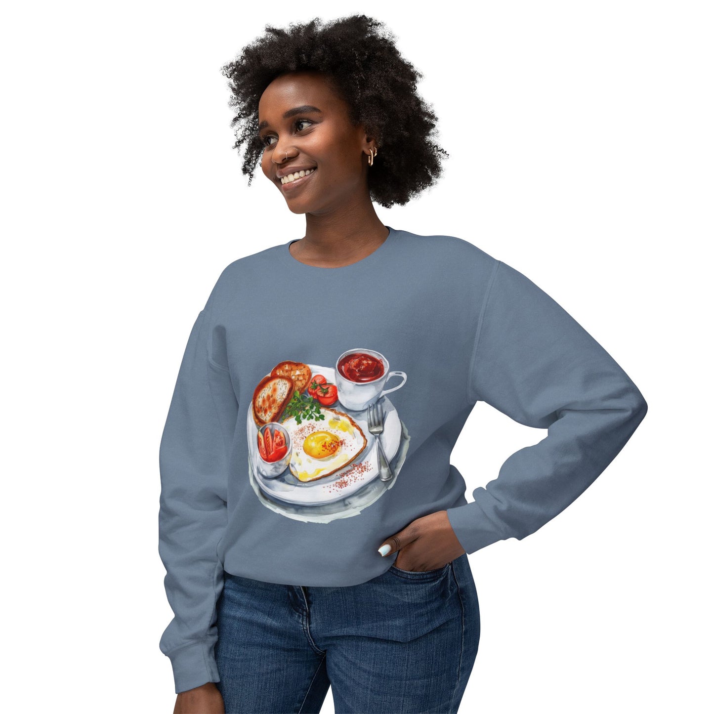 Unisex Lightweight Crewneck Sweatshirt - British Cuisine with a Regal Twist