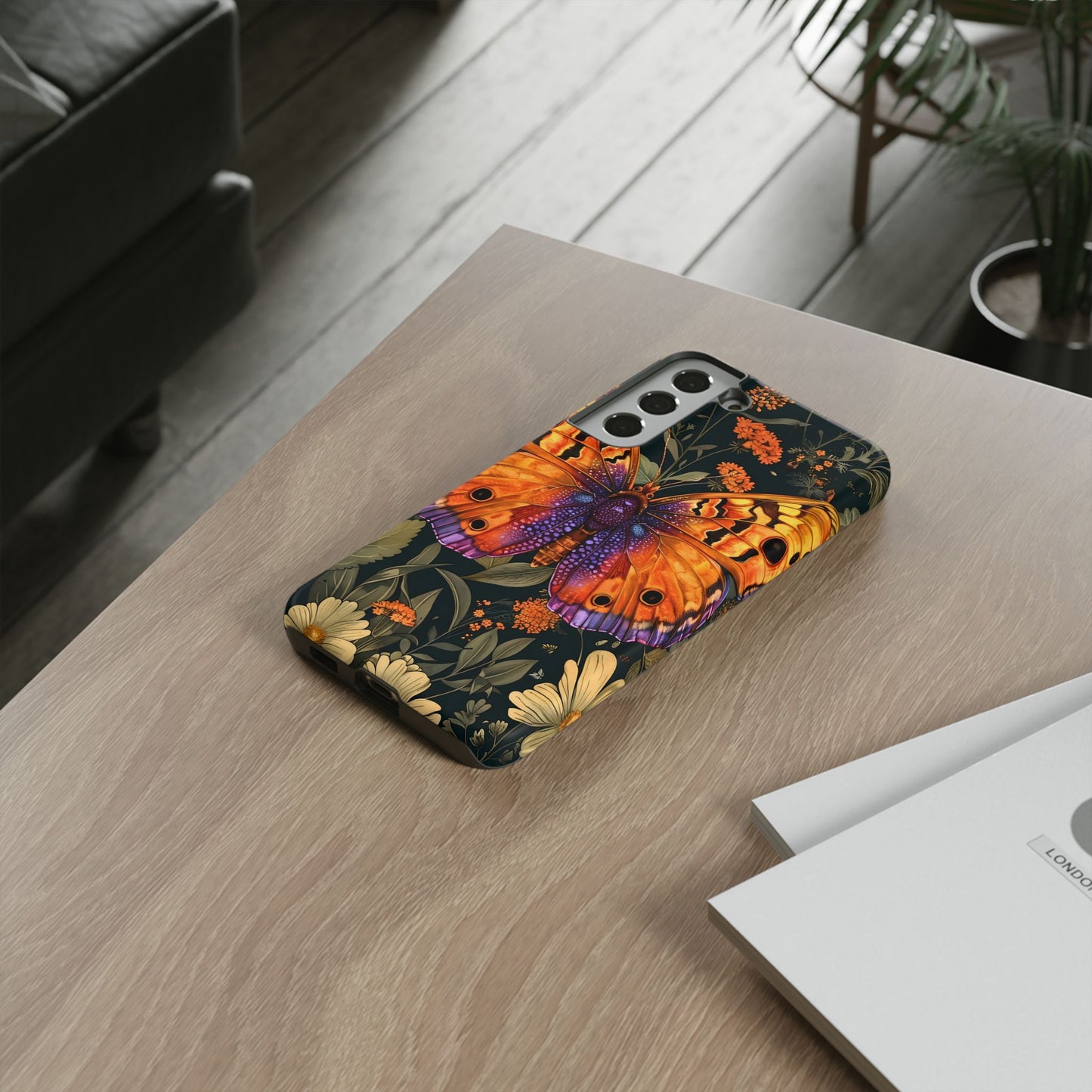Butterfly Phone Case, Tough Cases for Nature Lovers, Vibrant Floral Design, Gift for Her, Cute Phone Accessories, Butterfly Artwork