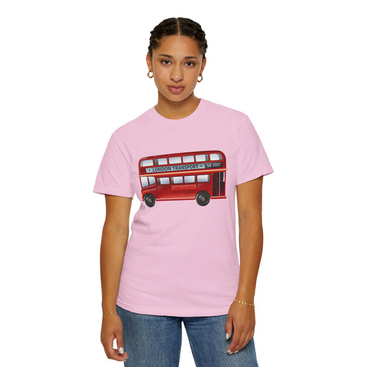 Unisex Garment-Dyed T-shirt - Rolling Through History: The British Red Bus